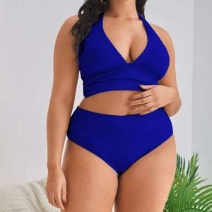 Halter top high waisted bikini set